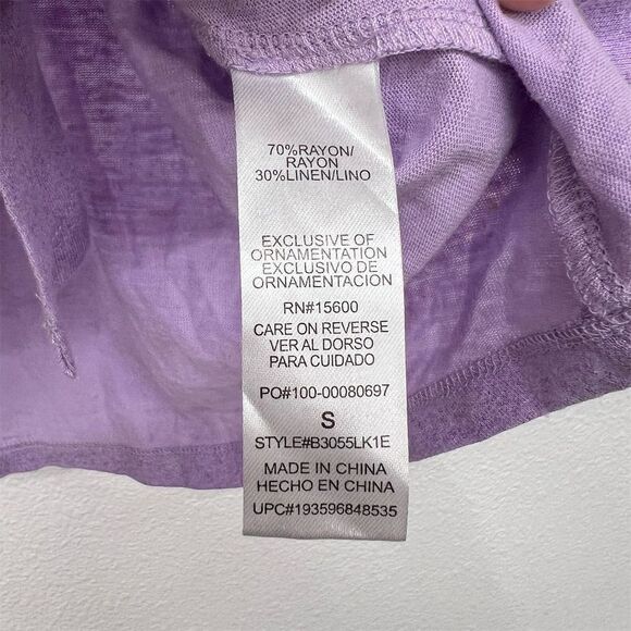 Democracy Womens Tank‎ Top Small Purple V-Neck Linen Blend Front Tie Knot - Picture 3 of 8